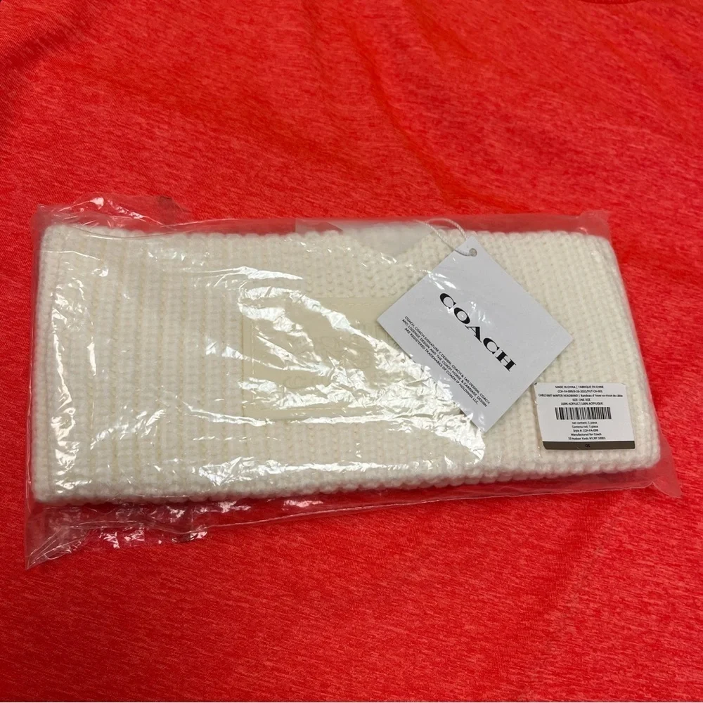 Coach Ivory Knit Headband